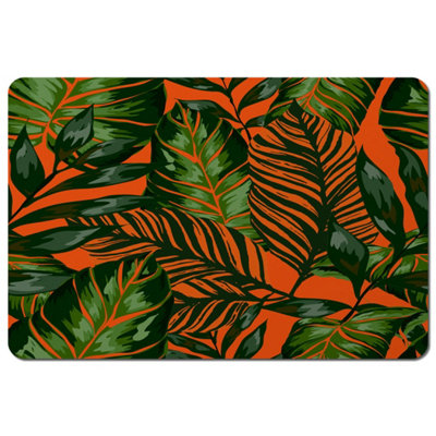 Green Tropical Leaves on Orange (Placemat) / Default Title