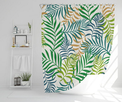 Palm leaf deals shower curtain