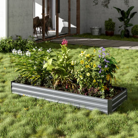 Green U-shaped Five-grid Metal Raised Bed Galvanized Raised Planter Box Outdoor Raised Bed Kit Garden Raised Flower Bed