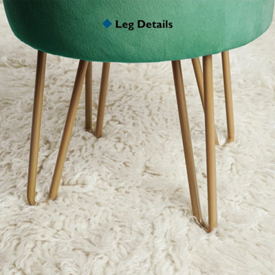 Green Velvet Dressing Table Stool, Round Vanity Stool with Storange for ...