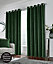 Green Velvet, Supersoft, 100% Blackout, Thermal Pair of Curtains with Eyelet Top - 90 x 72 inch (229x183cm)