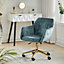 Green Velvet Swivel Home Office Chair Desk Chair with Flared Arms