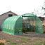 Green Walk In Steel Frame Garden Tunnel Greenhouse with Roll Up Door Windows, 6x3x2M