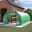 Green Walk In Steel Frame Garden Tunnel Greenhouse with Roll Up Door Windows, 6x3x2M