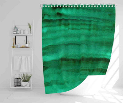 Green Watercolour Strokes Shower Curtain / Default Title