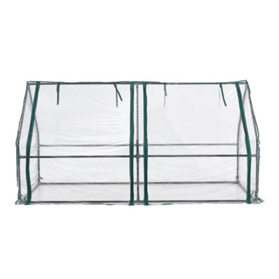 Green Waterproof PVC Plastic Cover Metal Hobby Greenhouse with Window Opening