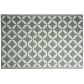Green & White Circles Outdoor Rug Camping Floor Mat Picnic Blanket 90 x 180cm