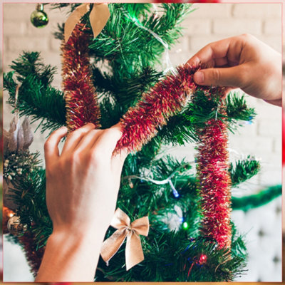 Green & White Metallic Shiny Christmas Tinsel Garland for Xmas Tree ...