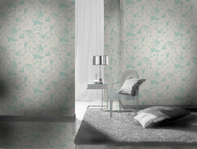 GREEN WHITE SKIN PRINT EFFECT FEATURE WALLPAPER 498257 RASCH 10m ROLL NEW