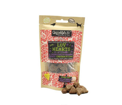 Green & Wilds Dog Treats Luv Hearts 100g