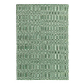 Green Wool Geometric Luxurious Modern Wool Handmade Rug for Living Room and Bedroom-100cm X 150cm