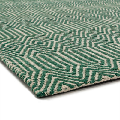 Green Wool Geometric Luxurious Modern Wool Handmade Rug for Living Room ...