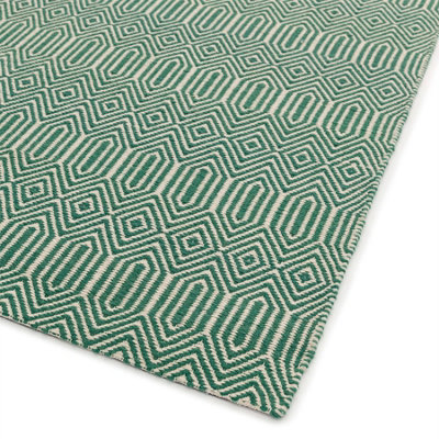 Green Wool Geometric Luxurious Modern Wool Handmade Rug for Living Room and Bedroom-120cm X 170cm