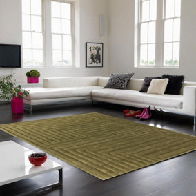 Green Wool Handmade Luxurious Modern Optical/ (3D) Rug For Living Room and Bedroom-120cm X 170cm