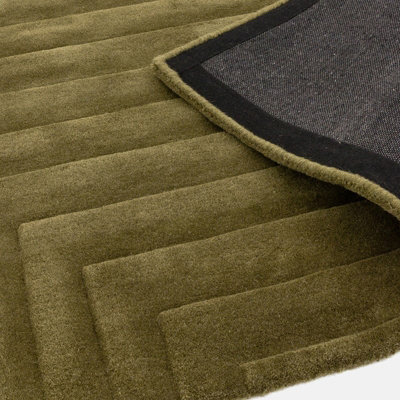 Green Wool Handmade Luxurious Modern Optical/ (3D) Rug For Living Room and Bedroom-120cm X 170cm