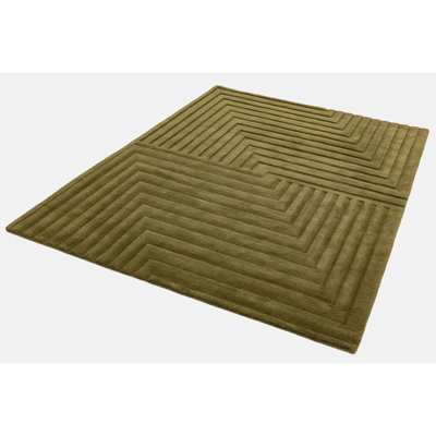 Green Wool Handmade Luxurious Modern Optical/ (3D) Rug For Living Room and Bedroom-120cm X 170cm