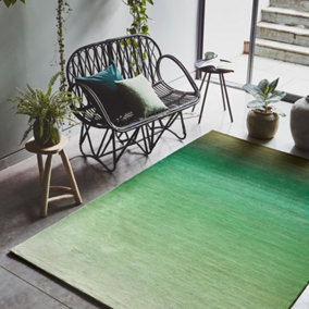 Green Wool Handmade Luxurious Modern Plain Rug For Living Room and Bedroom-120cm X 170cm