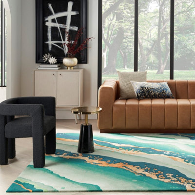 Shop Green Wool Handmade Luxurious Optical/ (3D) Modern Rug Easy to ...