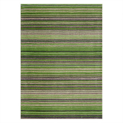 Green Wool Rug, Handmade Rug with 10mm Thickness, Striped Modern Rug for Living Room, & Dining Room-200cm X 285cm