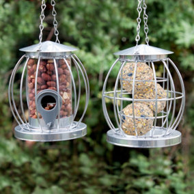 Greena Mini Caged Bird Feeders 2pk - For Seeds & Fat Balls
