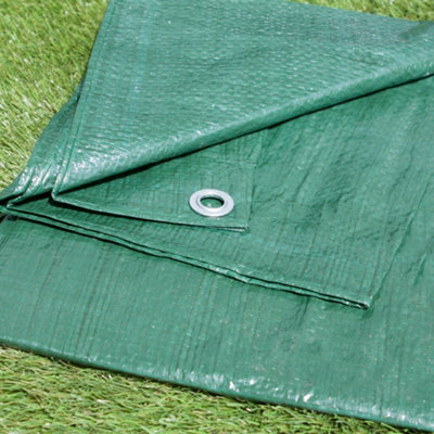 Greena Tarpaulin 3.47 x 5.2m (12 x 18ft) - Green -  Plus Bonus Rope 15m
