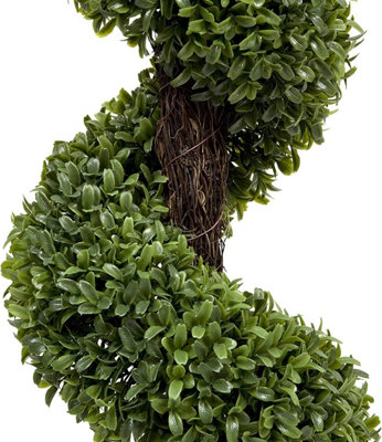GreenBrokers 2 x Artificial Boxwood Spiral Trees 120cm/4ft - 1