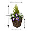 GreenBrokers 2 x Artificial Dark Purple & White Petunias Rattan Patio Planters