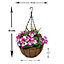 GreenBrokers 2 x Artificial Purple Geraniums Coir Hanging Baskets