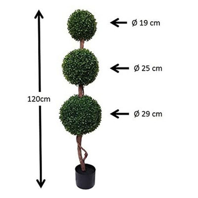 GreenBrokers 2 x Artificial Triple Ball Topiary Trees 120cm/4ft