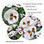 GreenBrokers 2 x Artificial White Pansy Rattan Hanging Baskets (52cm/20in)