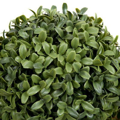GreenBrokers Artificial Double Ball Boxwood in White Tin Window Box 35cm/14in - 5