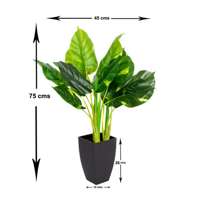 GreenBrokers Artificial Real Touch Pothos Plant in Black Pot(75cm)