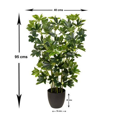 GreenBrokers Artificial Schefflera Umbrella Plant in Black Pot (95cm)