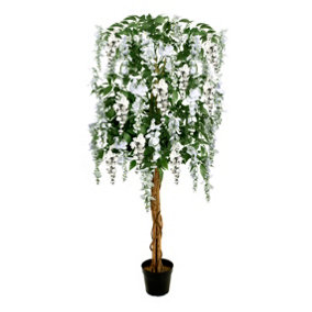 GreenBrokers Artificial White Wisteria Tree 150cm/5ft