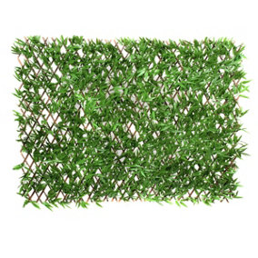 GreenBrokers Expanding Green Leaf Artificial Bamboo Willow Trellis (1m x 2m)