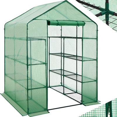 Greenhouse - 16 shelf levels, tarpaulin cover, 143 x 143 x 195 cm - 143 x 143 x 195 cm