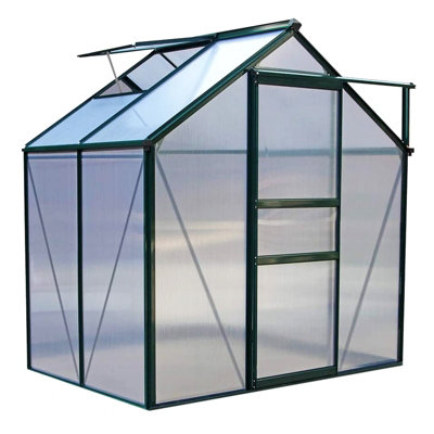 Greenhouse 6ft x 4ft (Green) & Racking | DIY at B&Q