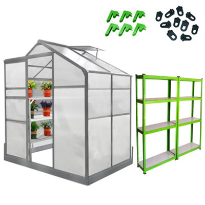 Greenhouse 6ft x 6ft (Green) & Racking | DIY at B&Q