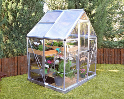 Greenhouse Hybrid 6 x 4 - Polycarbonate - L126 x W185 x H208 cm - Silver - 3