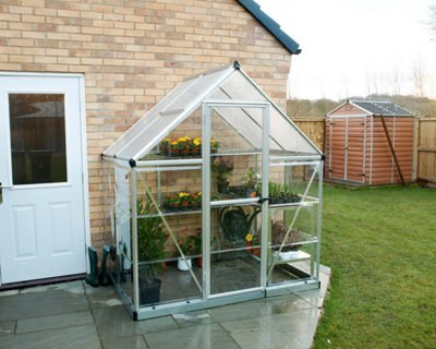 Greenhouse Hybrid 6 x 4 - Polycarbonate - L126 x W185 x H208 cm - Silver - 5