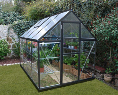 Greenhouse Hybrid 6 x 8 - Polycarbonate - L247 x W185 x H208 cm - Grey