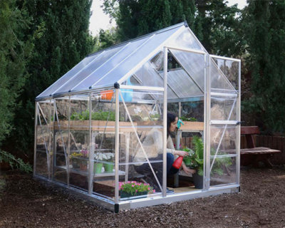 Greenhouse Hybrid 6 x 8 - Polycarbonate - L247 x W185 x H208 cm - Silver - 4