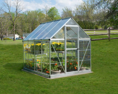 Greenhouse Hybrid 6X10- Polycarbonate - L306 x W185 x H208 - Silver - 4