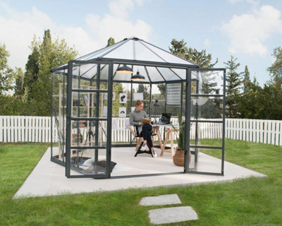 Greenhouse Oasis Hexagonal 12 Feet - Polycarbonate - L362.8 x W316 x H289 cm - Grey