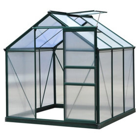 Greenhouse Polycarbonate 6ft x 6ft With Base Green