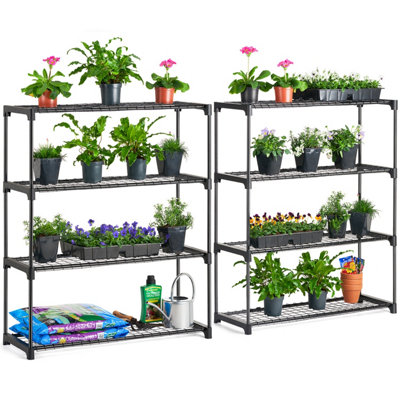 Greenhouse Staging 4 Tier Garden Shelving Plant Stand Rack 107.5cm x 90cm x 30cm