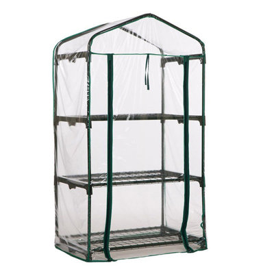 Greenhouse with Easy-Fit Frame and Heavy Duty Cover - 3 Shelf