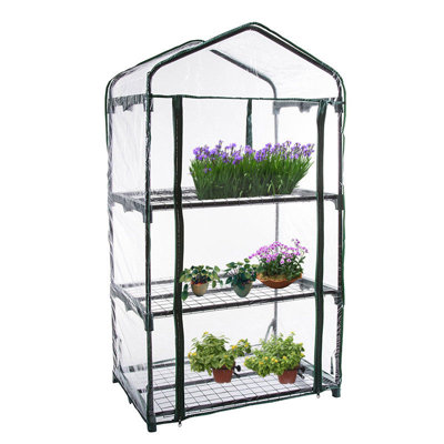 Greenhouse with Easy-Fit Frame and Heavy Duty Cover - 3 Shelf