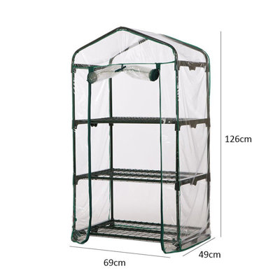 Greenhouse with Easy-Fit Frame and Heavy Duty Cover - 3 Shelf