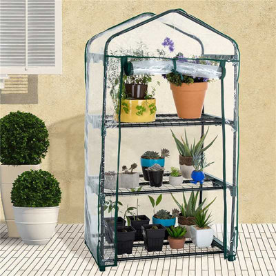 Greenhouse with Easy-Fit Frame and Heavy Duty Cover - 3 Shelf - 4
